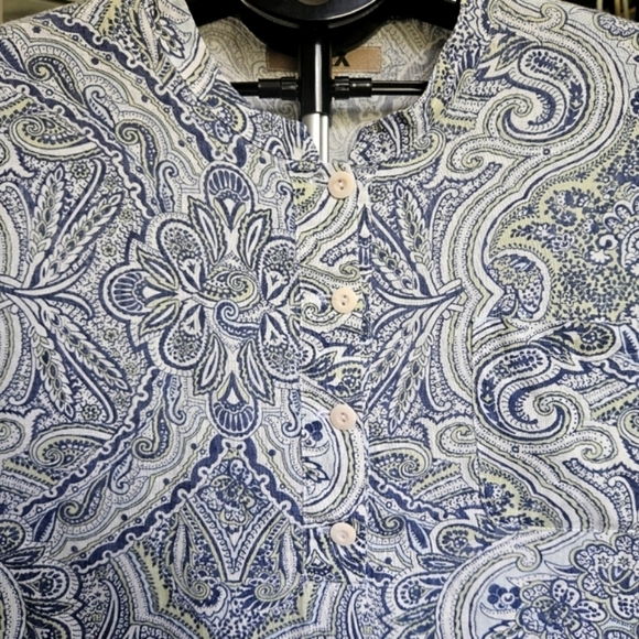 Flax Linen Paisley Long Sleeve Tunic Size S - Picture 4 of 9